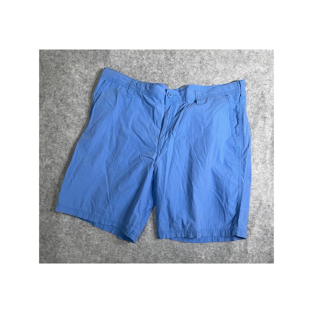 Columbia Mens 40W 10L Blue Cotton Flat Front Casual Hiking Outdoor Shorts
